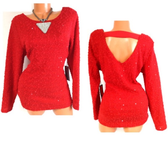 NWT JLO, red textured top. Women’s size small. - Picture 1 of 7